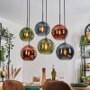 Koyoto Suspension, Boule lumineuse, Suspension Bleu, Vert, Cuivré, 6 lumières