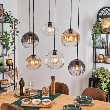 Koyoto Suspension, Boule lumineuse, Suspension Ambre, Clair, Fumé, 6 lumières