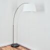 Bassagoda Lampadaire, Lampadaires arc Nickel mat, Noir, 1 lumière, Abat-jour en tissu