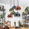 Koyoto Suspension, Boule lumineuse, Suspension Bleu, Vert, Clair, Cuivré, 6 lumières