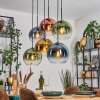 Koyoto Suspension, Boule lumineuse, Suspension Bleu, Or, Vert, Clair, Cuivré, 6 lumières