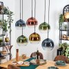 Koyoto Suspension, Boule lumineuse, Suspension Bleu, Or, Vert, Clair, Cuivré, 6 lumières