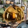 Koyoto Suspension, Boule lumineuse, Suspension Bleu, Or, Vert, Clair, Cuivré, 6 lumières