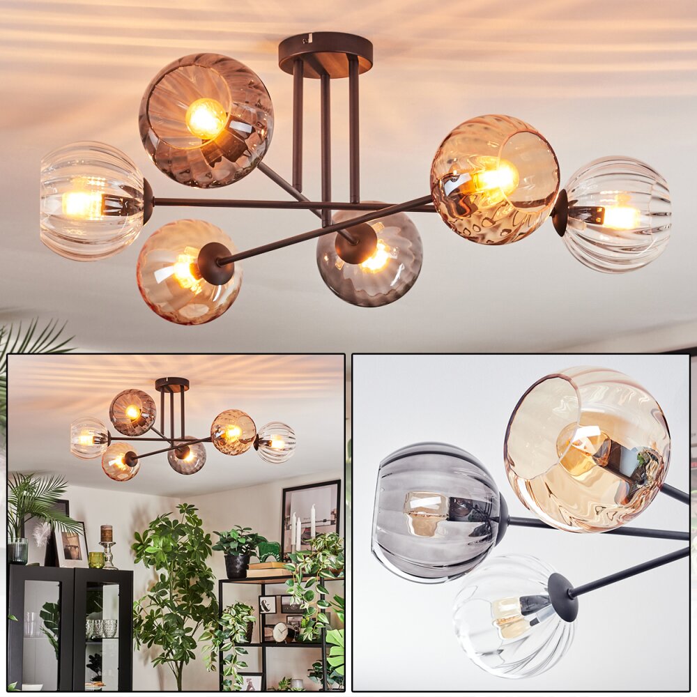 Koyoto Plafonnier, Boule lumineuse 78 cm Ambre, Clair, Fumé, 6 lumières main product photo