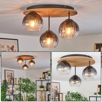 Koyoto Plafonnier, Boule lumineuse Écru, Noir, 3 lumières Koyoto Plafonnier, Boule lumineuse Écru, Noir, 3 lumières