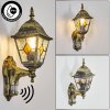 Naofe Lampe murale d´extérieur, Applique murale Or, Noir, 1 lumière, Détecteur de mouvement