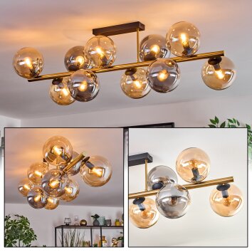 Gastor Plafonnier, Boule lumineuse Or, Noir, 10 lumières Gastor Plafonnier, Boule lumineuse Or, Noir, 10 lumières