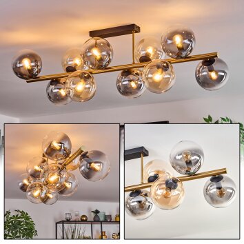 Gastor Plafonnier, Boule lumineuse Or, Noir, 10 lumières Gastor Plafonnier, Boule lumineuse Or, Noir, 10 lumières