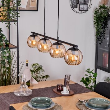 Koyoto Suspension, Boule lumineuse, Suspension Ambre, 4 lumières