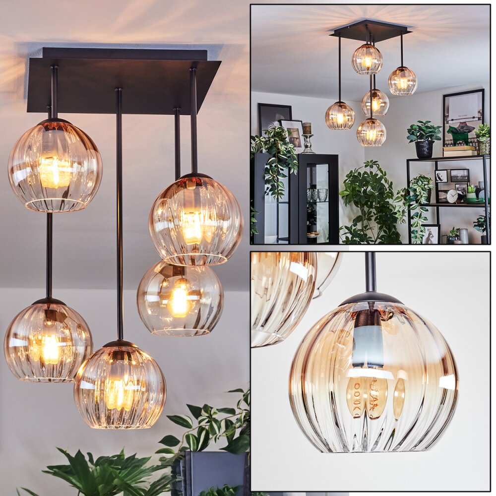 Koyoto Plafonnier, Boule lumineuse Ambre, Clair, 5 lumières main product photo