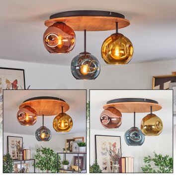 Ripoll Plafonnier, Boule lumineuse Écru, Noir, 3 lumières