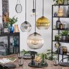 Koyoto Suspension, Boule lumineuse, Suspension grappe Ambre, Or, Clair, Fumé, 4 lumières