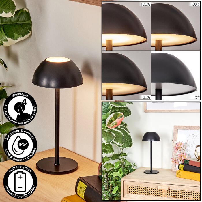 Laken Lampe de table d'extérieur, Luminaire de salle de bain, Lampe à poser LED Noir, 1 lumière