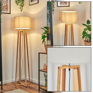 Soungou Lampadaire Chrome, Écru, 1 lumière