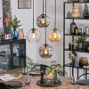 Ripoll Suspension, Boule lumineuse, Suspension grappe Ambre, Clair, Fumé, 4 lumières