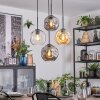 Ripoll Suspension, Boule lumineuse, Suspension grappe Ambre, Clair, Fumé, 4 lumières