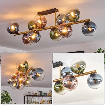 Gastor Plafonnier, Boule lumineuse Or, Noir, 10 lumières Gastor Plafonnier, Boule lumineuse Or, Noir, 10 lumières