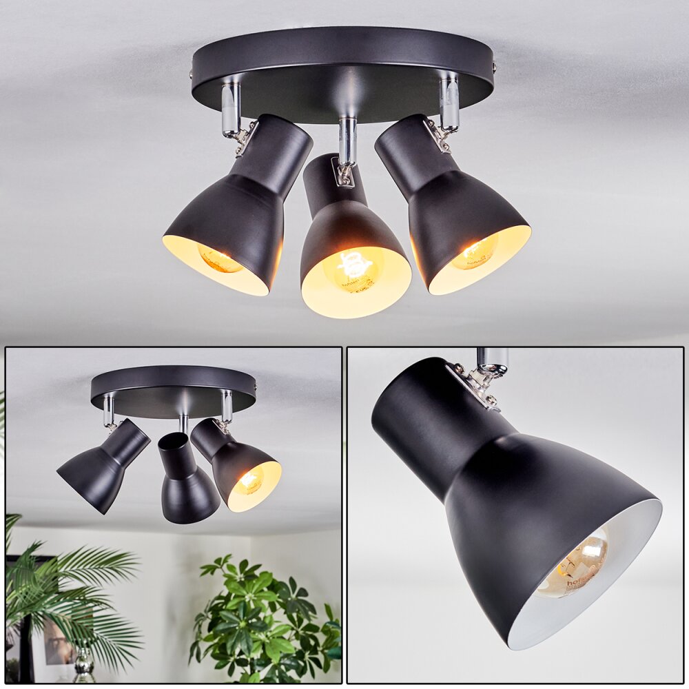Farel Plafonnier, Spot de plafond Chrome, Noir, 3 lumières main product photo