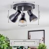 Farel Plafonnier, Spot de plafond Chrome, Noir, 3 lumières