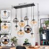 Gastor Suspension, Boule lumineuse, Suspension Ambre, Chrome, Clair, Fumé, 8 lumières