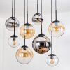 Gastor Suspension, Boule lumineuse, Suspension Ambre, Chrome, Clair, Fumé, 8 lumières