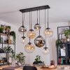 Gastor Suspension, Boule lumineuse, Suspension Ambre, Chrome, Clair, Fumé, 8 lumières