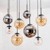 Gastor Suspension, Boule lumineuse, Suspension Ambre, Chrome, Clair, Fumé, 8 lumières