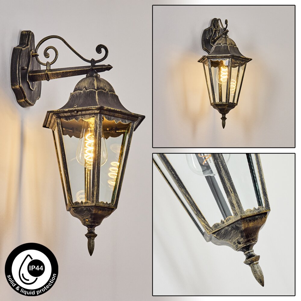 Hongkong Lampe murale d´extérieur, Applique murale Or, Noir, 1 lumière main product photo