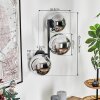 Gastor Boule lumineuse, Applique murale Chrome, Fumé, 3 lumières