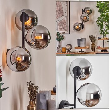 Gastor Boule lumineuse, Applique murale Chrome, Fumé, 3 lumières Gastor Boule lumineuse, Applique murale Chrome, Fumé, 3 lumières