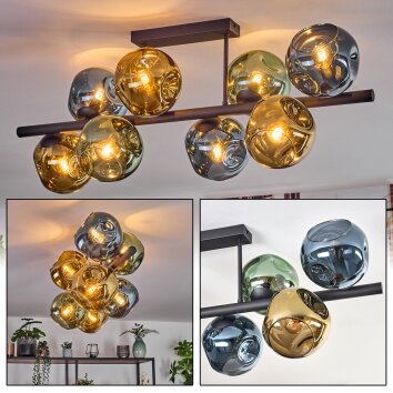 Ripoll Plafonnier, Boule lumineuse Bleu, Or, Vert, 8 lumières