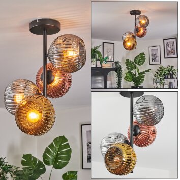 Ripoll Plafonnier, Boule lumineuse Or, Cuivré, Fumé, 4 lumières