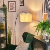 Bassagoda Lampadaire, Lampadaires arc Chrome, Noir, 1 lumière, Abat-jour en tissu