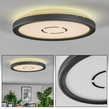 Simonstorp Plafonnier, Panel LED Noir, Blanc, 1 lumière
