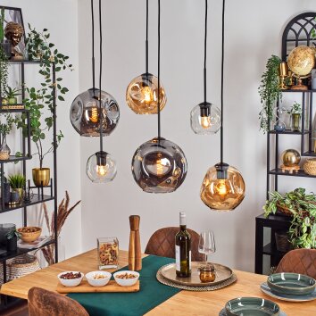Ripoll Suspension, Boule lumineuse, Suspension Ambre, Clair, Fumé, 6 lumières Ripoll Suspension, Boule lumineuse, Suspension Ambre, Clair, Fumé, 6 lumières