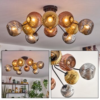 Ripoll Plafonnier, Boule lumineuse Or, Cuivré, Fumé, 10 lumières