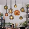 Ripoll Suspension, Boule lumineuse, Suspension Bleu, Vert, Cuivré, 8 lumières