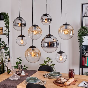 Gastor Suspension, Boule lumineuse, Suspension Ambre, Chrome, Clair, Fumé, 8 lumières Gastor Suspension, Boule lumineuse, Suspension Ambre, Chrome, Clair, Fumé, 8 lumières