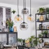 Ripoll Suspension, Boule lumineuse, Suspension grappe Ambre, Clair, Fumé, 4 lumières