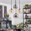 Ripoll Suspension, Boule lumineuse, Suspension grappe Ambre, Clair, Fumé, 4 lumières