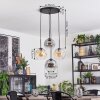 Ripoll Suspension, Boule lumineuse, Suspension grappe Ambre, Clair, Fumé, 4 lumières