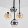 Ripoll Suspension, Boule lumineuse, Suspension grappe Ambre, Clair, Fumé, 4 lumières
