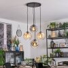 Ripoll Suspension, Boule lumineuse, Suspension grappe Ambre, Clair, Fumé, 4 lumières