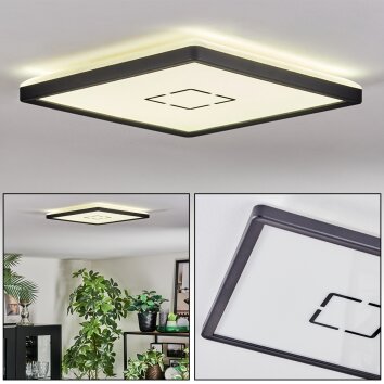 Simonstorp Plafonnier, Panel LED Noir, Blanc, 1 lumière