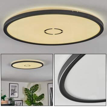 Simonstorp Plafonnier, Panel LED Noir, Blanc, 1 lumière