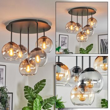 Koyoto Plafonnier, Boule lumineuse 45 cm Ambre, Clair, Fumé, 5 lumières Koyoto Plafonnier, Boule lumineuse 45 cm Ambre, Clair, Fumé, 5 lumières