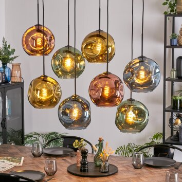Ripoll Suspension, Boule lumineuse, Suspension Bleu, Or, Vert, Cuivré, 8 lumières Ripoll Suspension, Boule lumineuse, Suspension Bleu, Or, Vert, Cuivré, 8 lumières