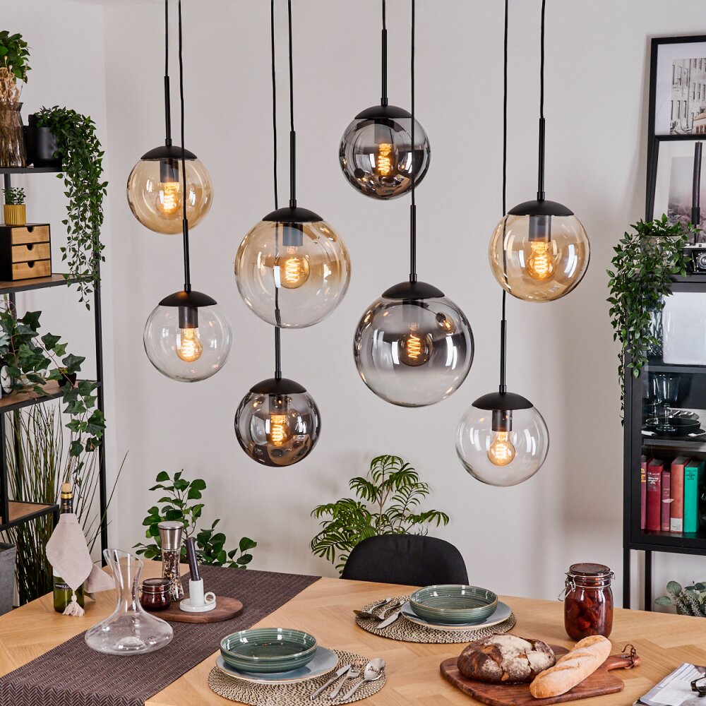 Gastor Suspension, Boule lumineuse, Suspension Ambre, Clair, Fumé, 8 lumières main product photo