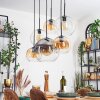 Koyoto Suspension, Boule lumineuse, Suspension Ambre, Clair, Fumé, 6 lumières
