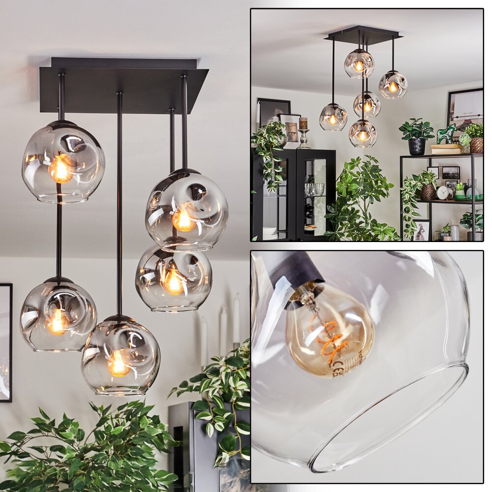 Ripoll Plafonnier, Boule lumineuse Clair, Fumé, 5 lumières main product photo